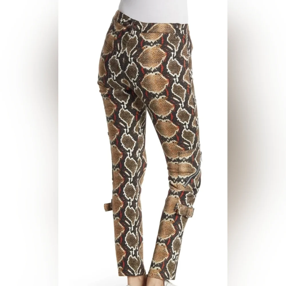 Burberry Cocoa Brown Snake Pattern Skinny Women's Pants 27 US Buckle Italy EUC